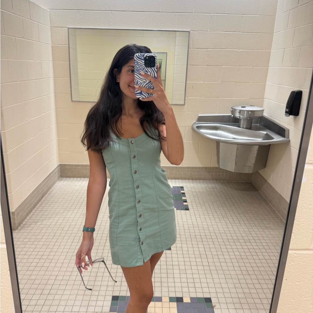 Chic Mint Button-Down Mini Dress - image 1